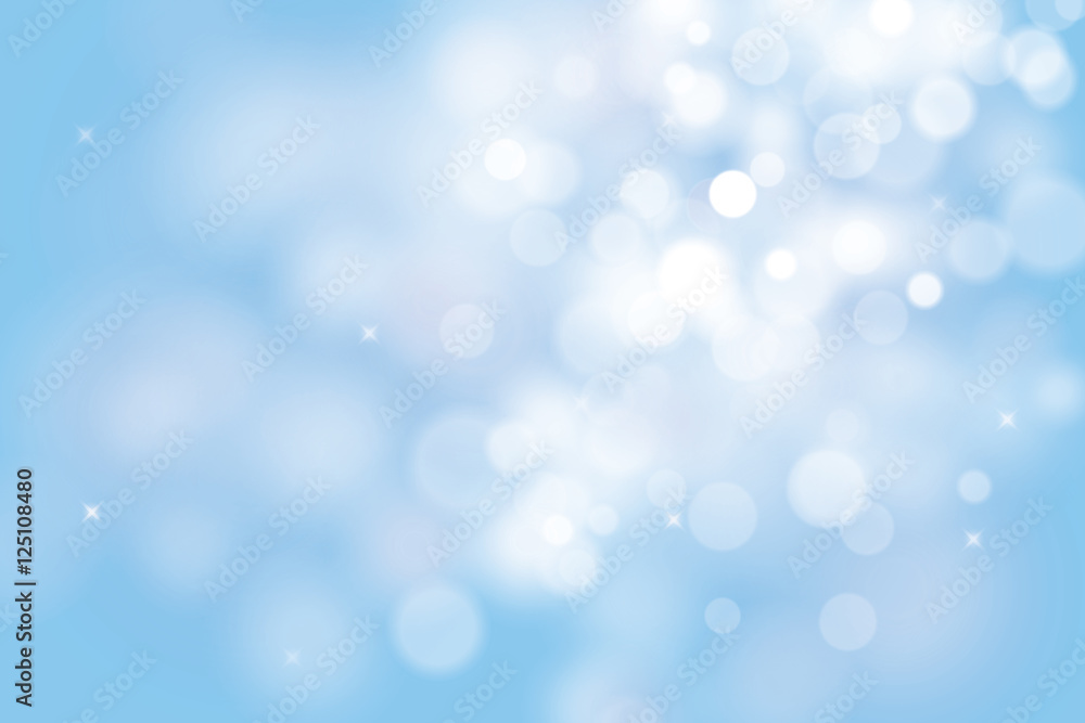 Blue christmas background with bokeh lights