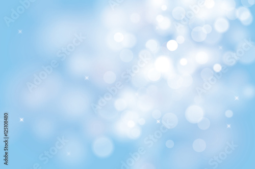 Blue christmas background with bokeh lights