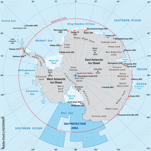 Map of the Antarctic with the new sea protection area in the Ross Sea