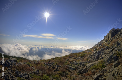 Fish-eye view of of the Russian Primorye mountains landscape HDR