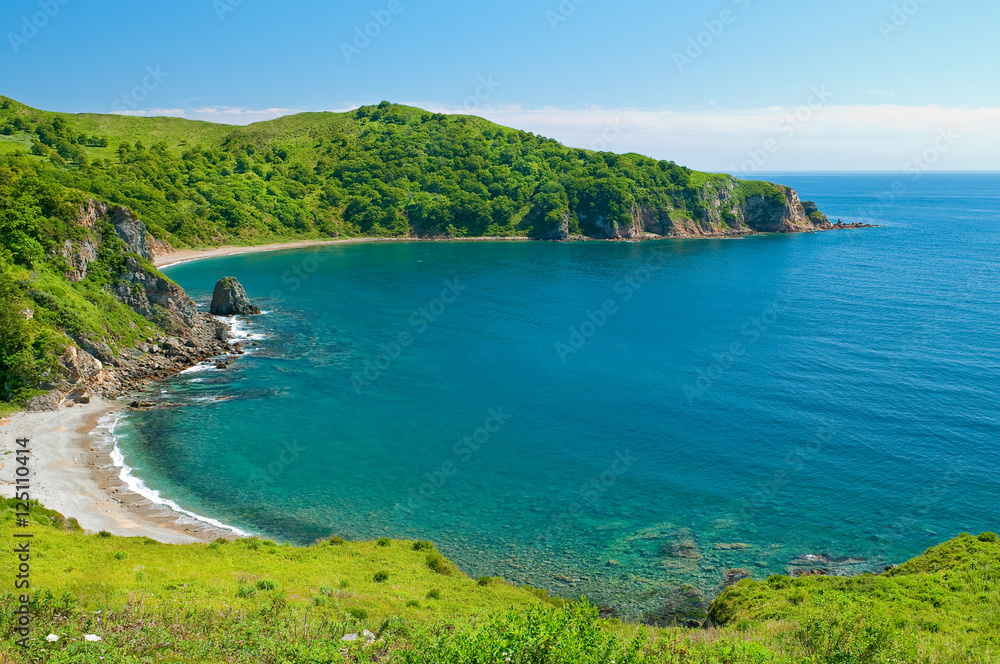 sea coast landscape of Putyatin Isle of Russian Primorye