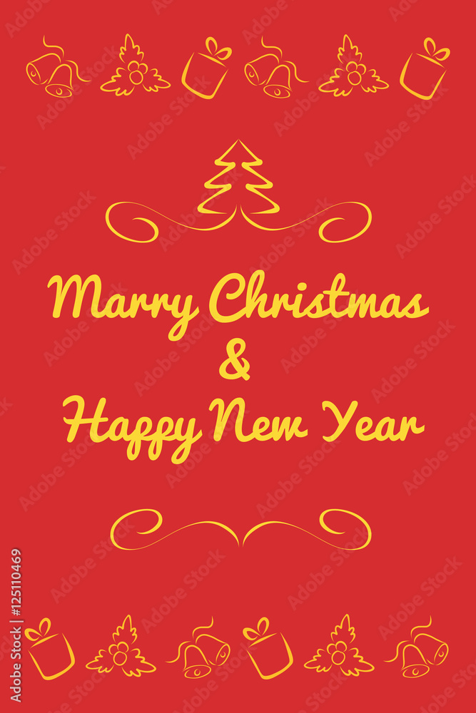 Christmas card concept by Have red and gold color Christmas card concept by Have red and gold color