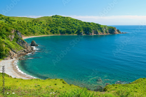 sea coast landscape of Putyatin Isle of Russian Primorye