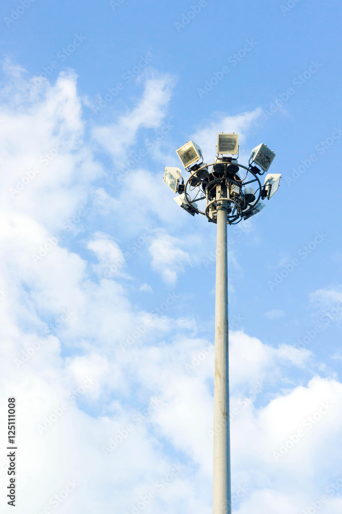 Pillar spotlights on blue sky background ,outdoor Pillar spotlights on blue sky background ,outdoor