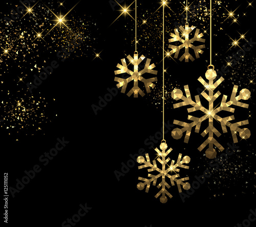 Christmas black background with snowflakes.