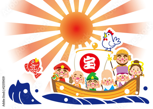 めで鯛　酉年　七福神の宝船