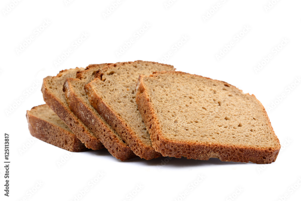 Sliced rye bread isolated on white background