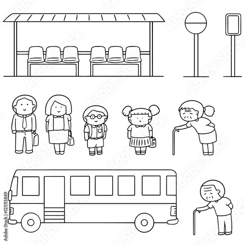 vector set of bus stop