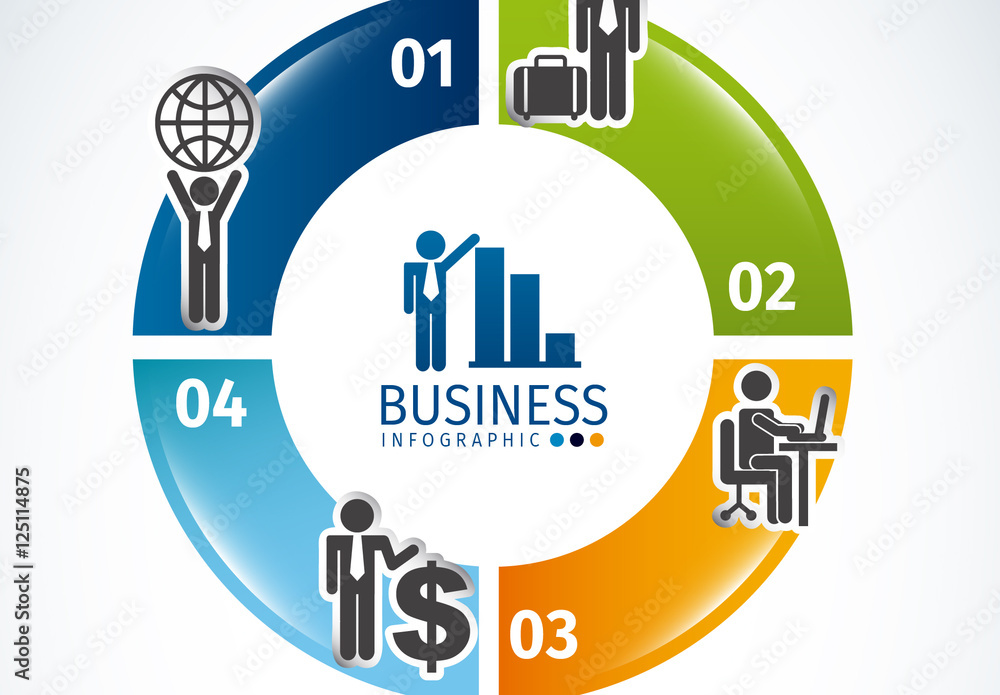 Ring Element Business and Finance Infographic with Pictogram Icons ...