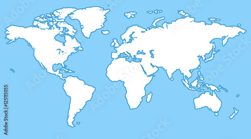 Blue similar world map blank for infographic