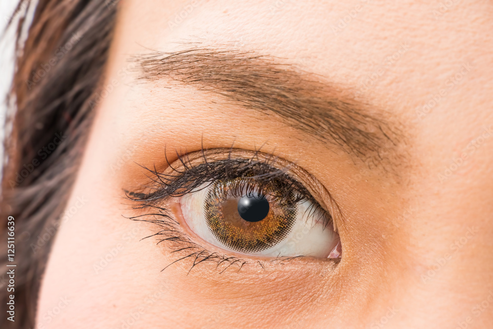 Fototapeta premium カラコンの女性の片目 woman of colored contact lenses