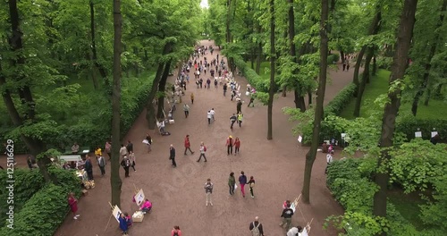 Park aerial view, summer garden Saint-Petersburg, Russia