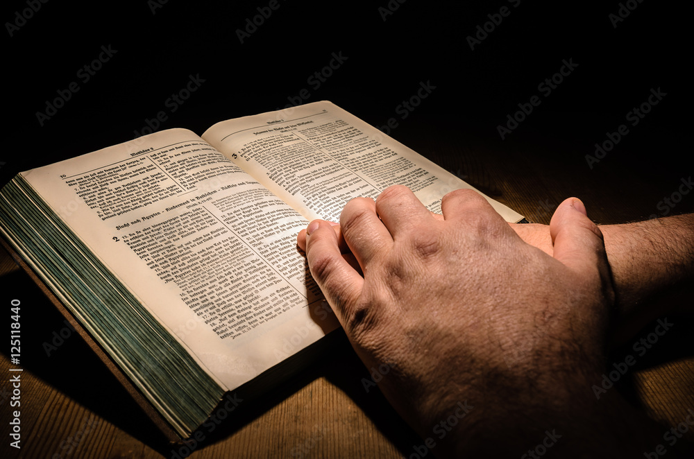 Naklejka premium Buch mit Händen