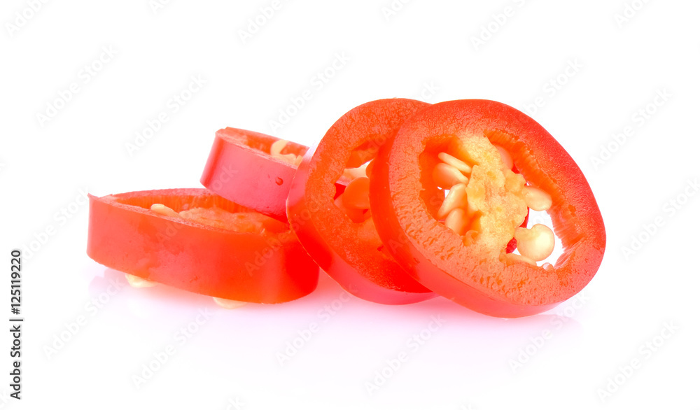 slice red pepper on white background slice red pepper on white background