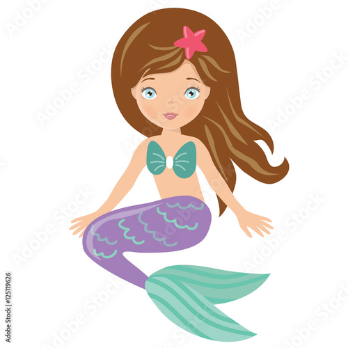Young beautiful mermaid sitting