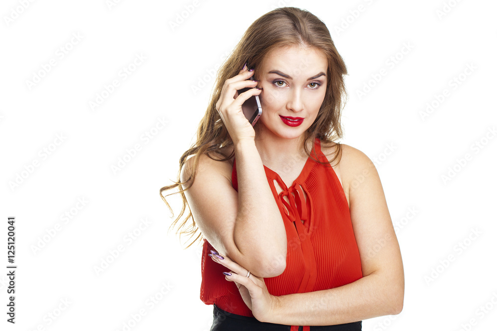 Young beautiful woman talking on cell phone Young beautiful woman talking on cell phone