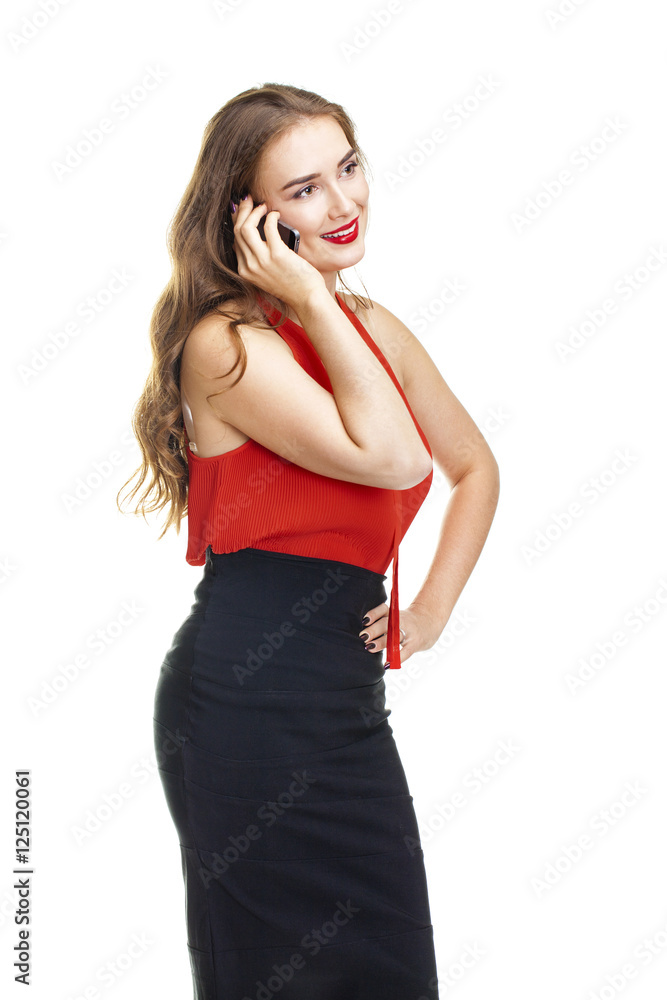 Young beautiful woman talking on cell phone Young beautiful woman talking on cell phone