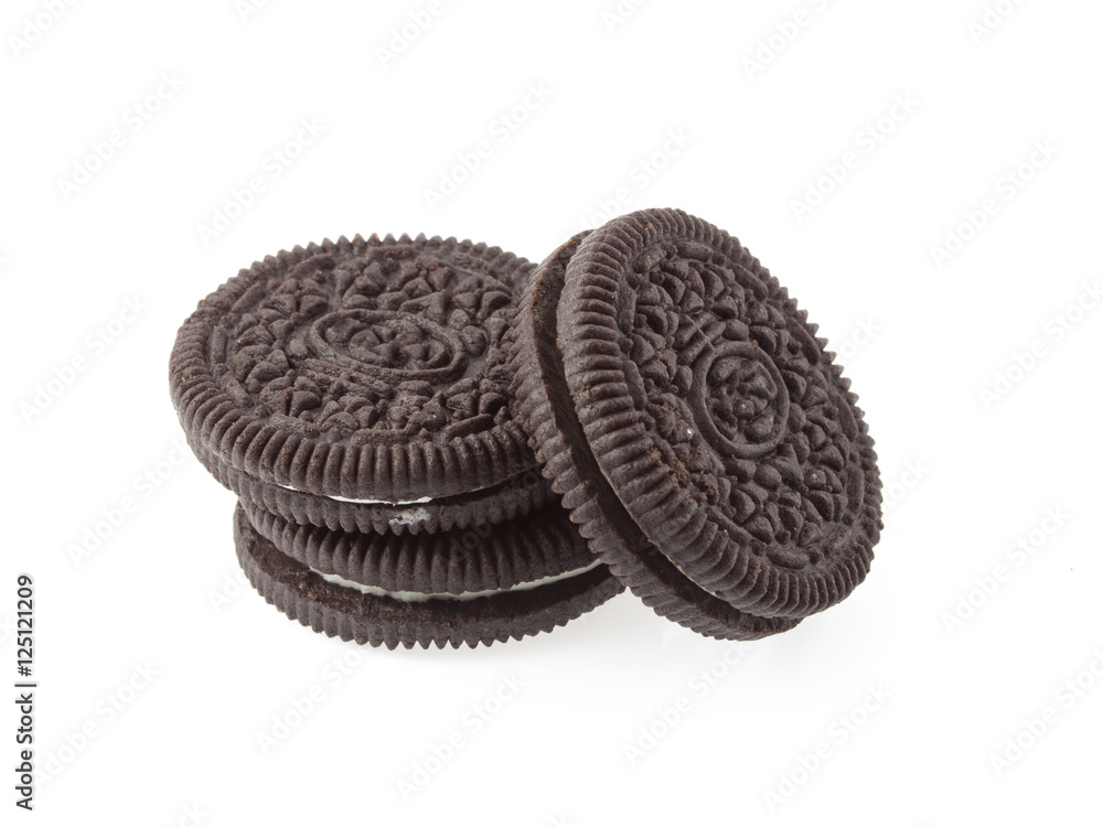 Chocolate cookies and cream isolated on white background Chocolate cookies and cream isolated on white background