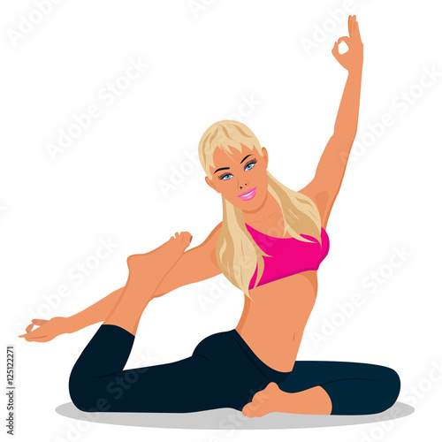 fitness woman exercising, vector illustration