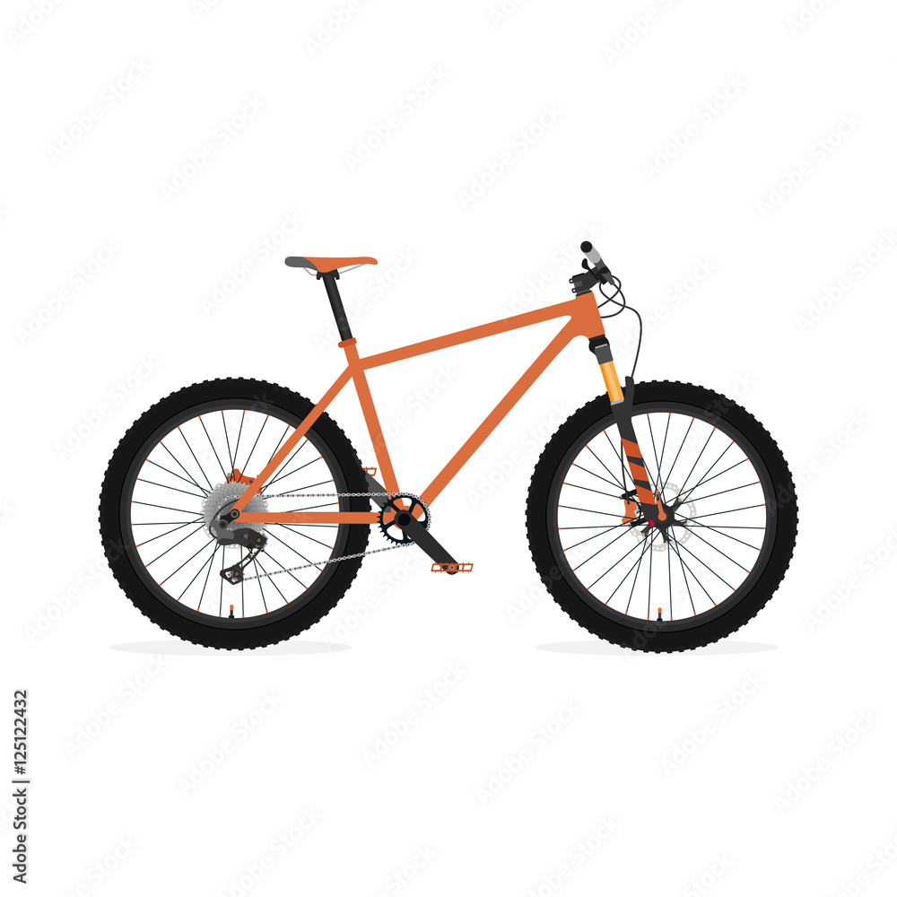 Vector illustration of a hardtail bike. Flat image with no gradient. Great detail. Vector illustration of a hardtail bike. Flat image with no gradient. Great detail.
