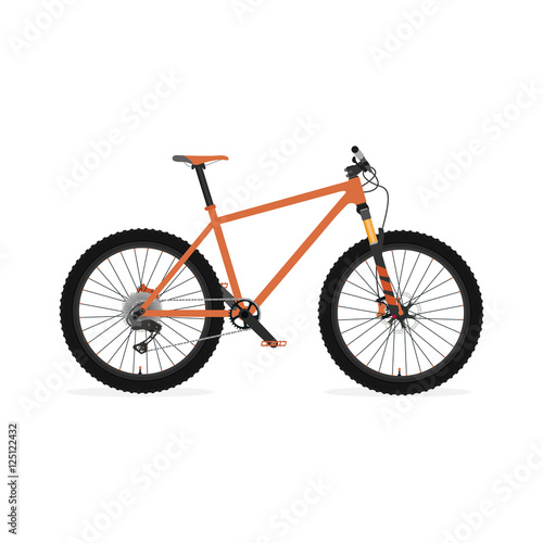Vector illustration of a hardtail bike. Flat image with no gradient. Great detail.