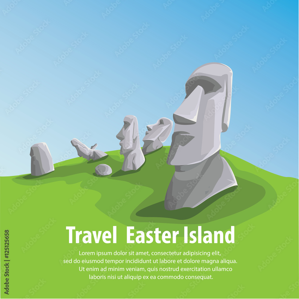 Premium Vector Illustration of Moai Statues on Easter Island