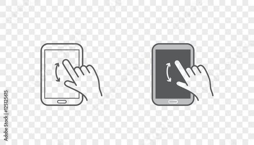 Set of Icons with Hands Holding Smart Device with Gestures