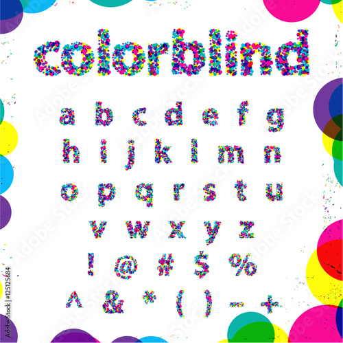 Set of Colorblind Style Font in Vector. Fresh trendy colors. photo