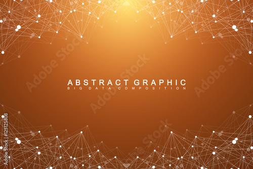 Big data complex. Graphic abstract background communication. Perspective backdrop of depth. Minimal array with compounds lines and dots. Digital data visualization. Big data vector illustration.