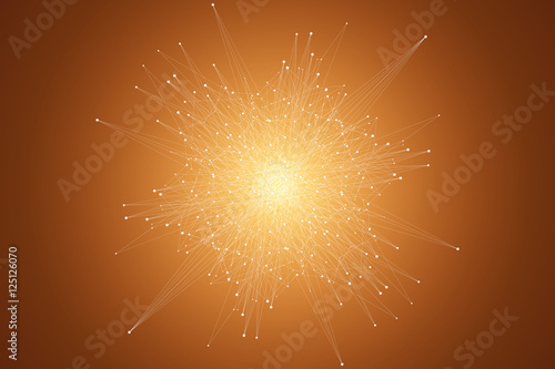 Fractal element with compounds lines and dots. Big data complex. Graphic abstract background communication. Minimal array. Digital data visualization. Vector illustration Big data.