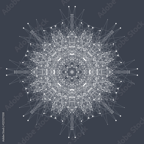 Fractal element with compounds lines and dots. Big data complex. Graphic abstract background communication. Minimal array. Digital data visualization. Vector illustration Big data