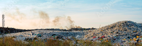 Fotografie panorama view of waste dumping site of landscape