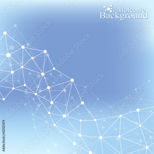 DNA Molecule Structure and Concept of Neurons. Science vector background. Medical Scientific Illustration Backdrop with Connected Lines with Dots. Molecule Nervous System.