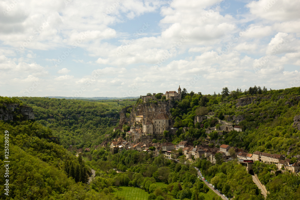 Old town Rocamadour on a steep hillside, Rocomadour, France 