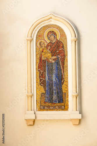 RYAZAN, RUSSIA - OCTOBER 2, 2016: mosaic on ortodoxal church, Ryazan Kremlin