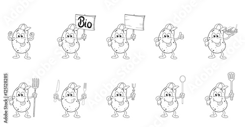 Kartoffelmännchen mit verschiedenen Gegenständen