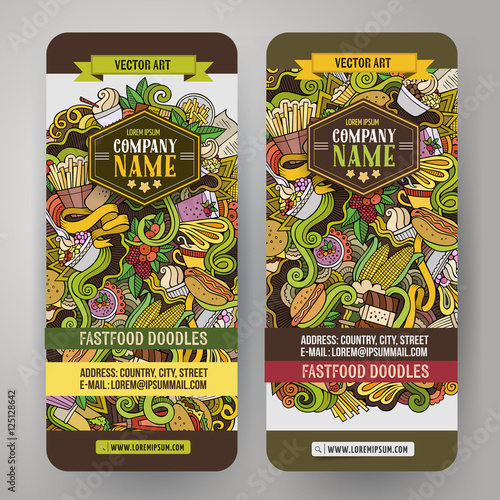 Vector hand drawn doodles food banners design templates