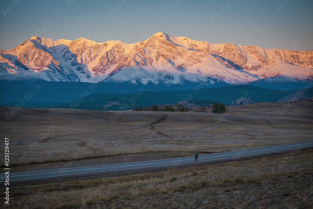 Wooden fence in snow covered mountains Wooden fence in snow covered mountains