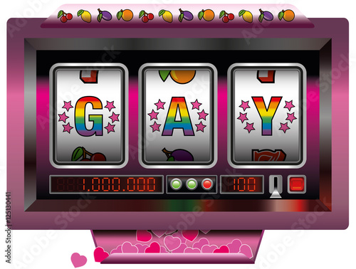 Gay slot machine with many winning hearts.