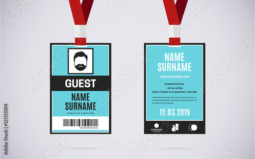 Guest id card set vector design illustration