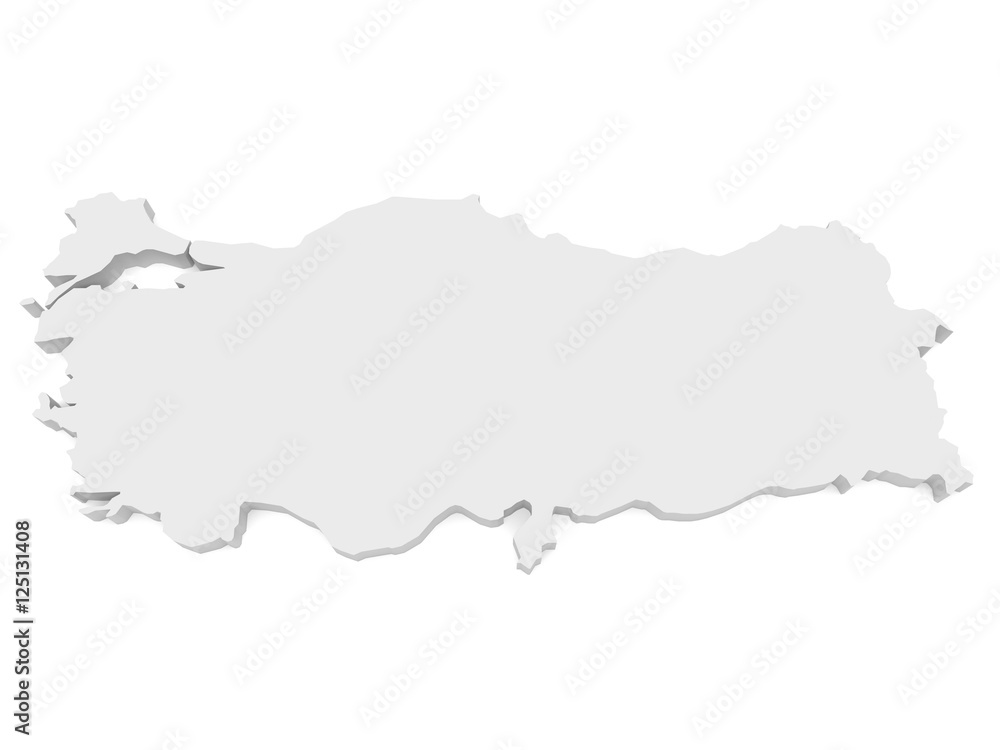 3d Illustration of Turkey Map Isolated On White Background