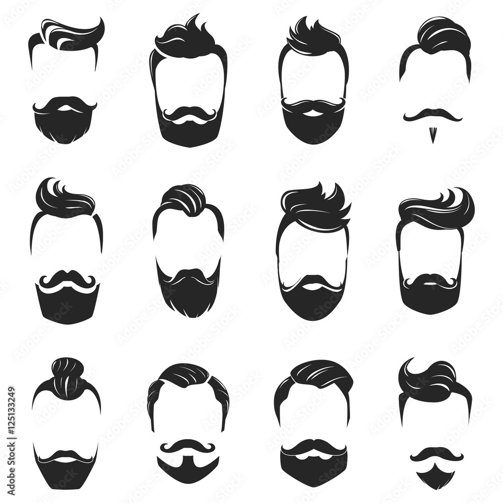 Hairstyles Beard And Hair Monochrome Set Hairstyles Beard And Hair Monochrome Set