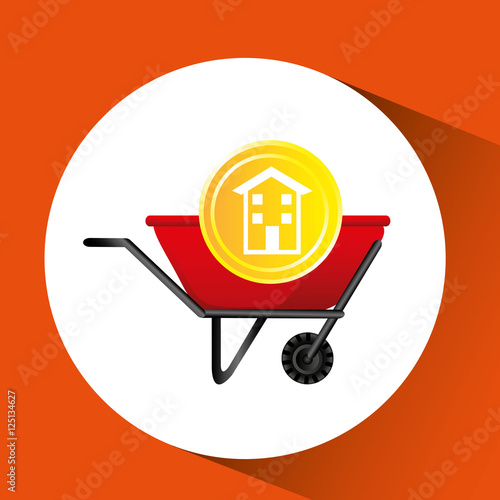 construction remodel wheelbarrow icon graphic vector illustration eps 10