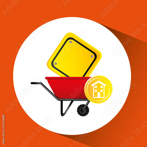 construction remodel wheelbarrow sign graphic vector illustration eps 10