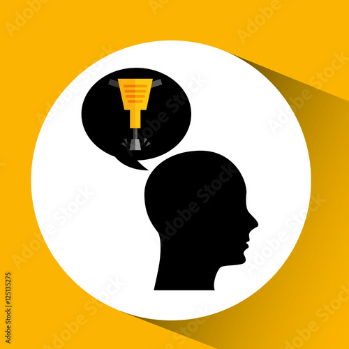 head silhouette jackhammer construction icon graphic vector illustration eps 10