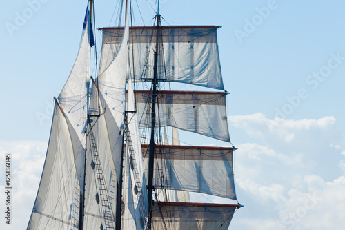 Barquentine yacht sails and rigging background