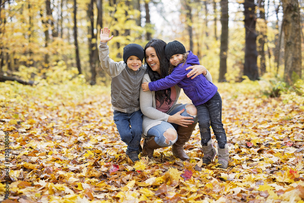 Happy family having fun on beautiful autumn day Happy family having fun on beautiful autumn day