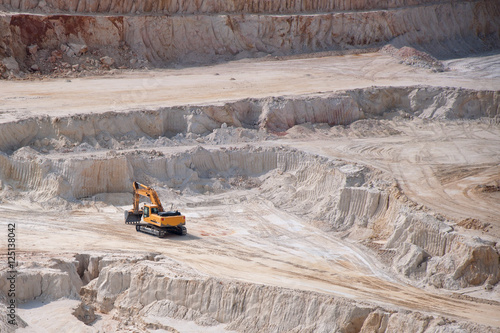 Kaolinite quarry with digger photo