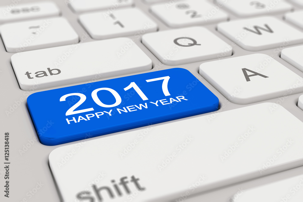 Tastatur - 2017 - happy new year - blau Tastatur - 2017 - happy new year - blau
