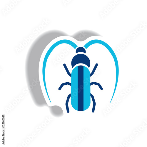 stylish icon in paper sticker style beetle barbel